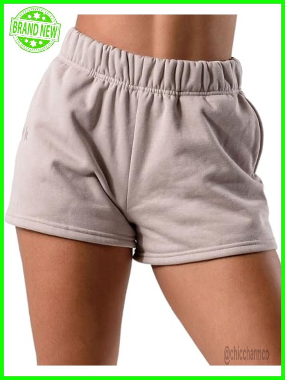 High Waisted Lounge Shorts with Pockets Cotton Blend